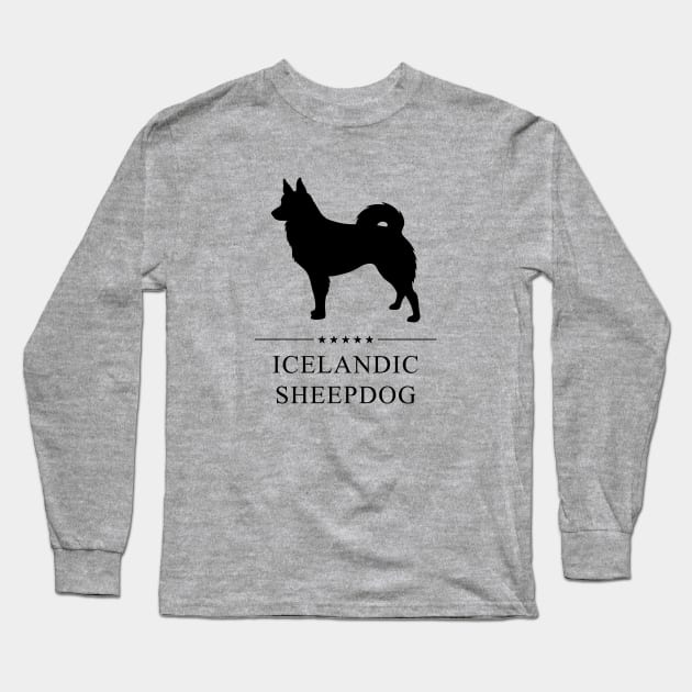 Icelandic Sheepdog Black Silhouette Long Sleeve T-Shirt by millersye